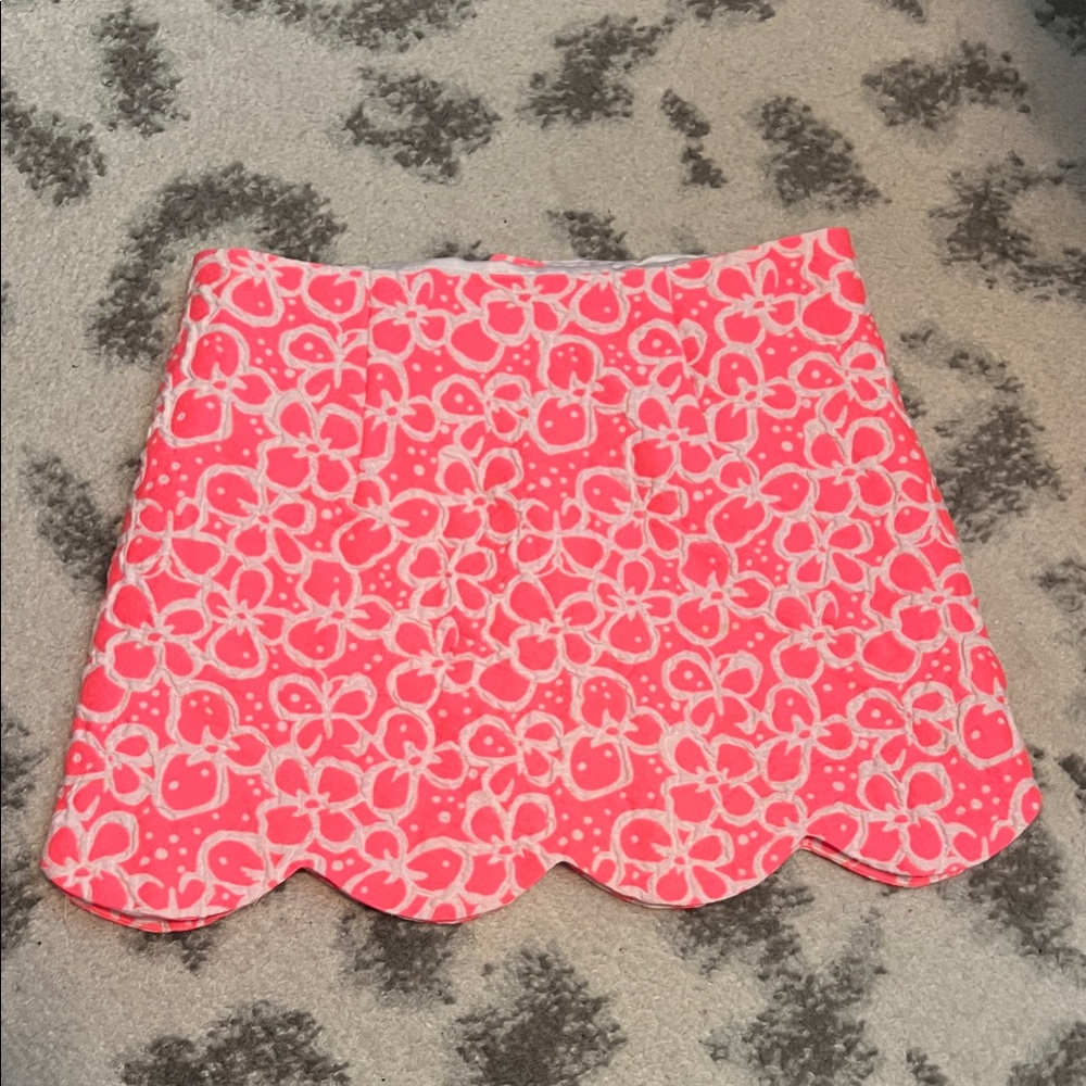 Lilly Pulitzer Pink Floral Mini Skirt Scalloped size 2